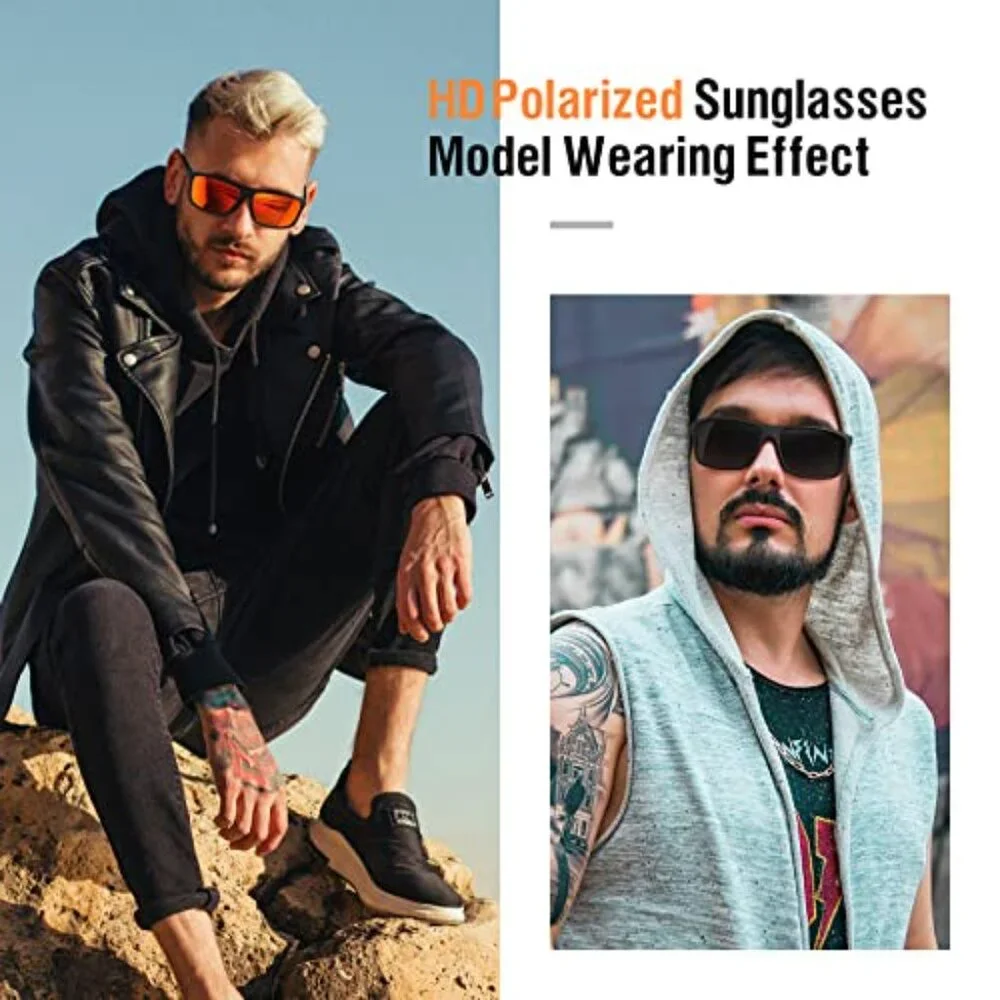 Polarized Retro Square Sunglasses UV Protection Driving Fishing